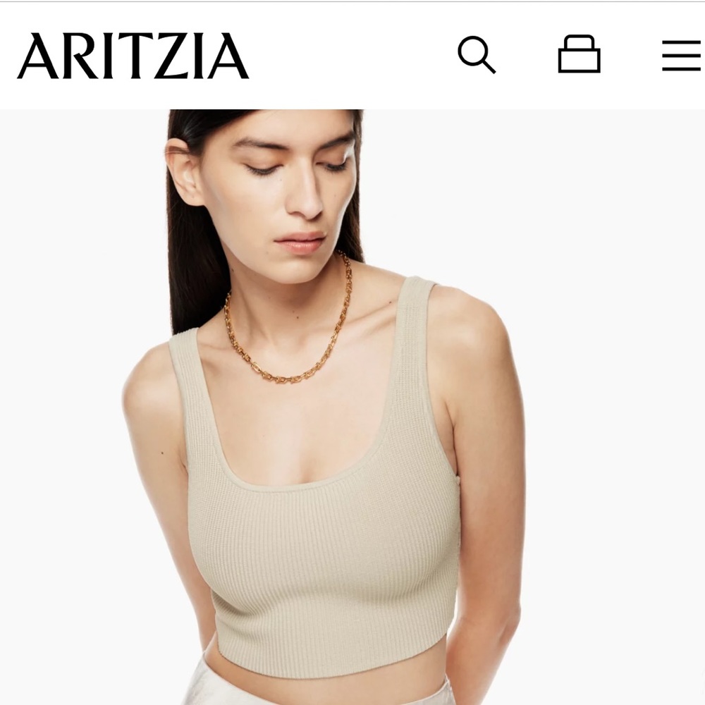 Aritzia Babaton Sculpt Knit Squareneck Cropped Tank